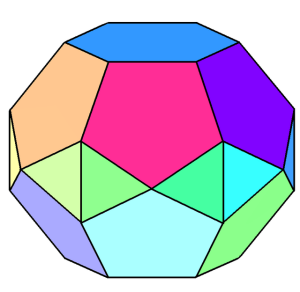 Image of a near-miss Johnson solid consisting of hexagons, triangles and pentagons.